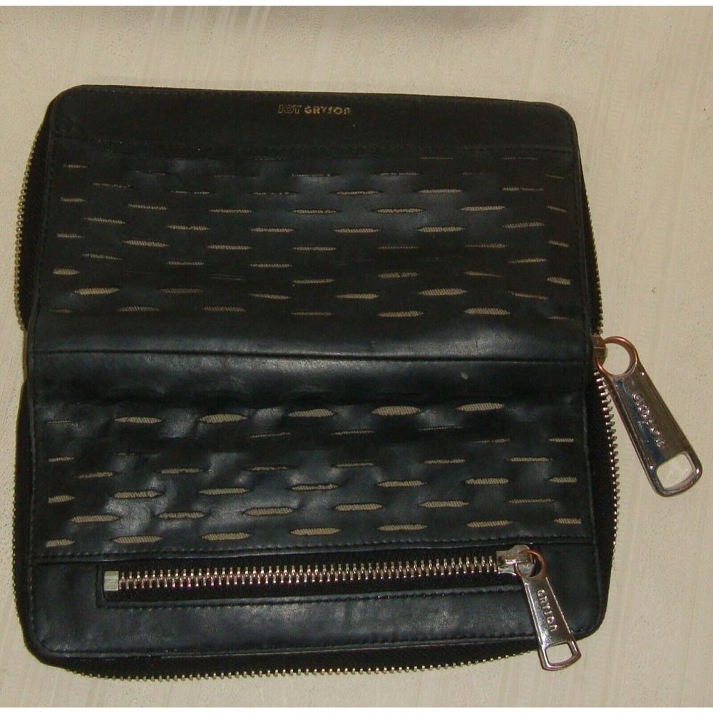 Joy Gryson Black Perforated Leather Zip around Wallet - Picture 6 of 6